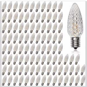 loongpopo 100pack C9 Christmas LED Light Bulbs, 2200K Clear Shatterproof & Water